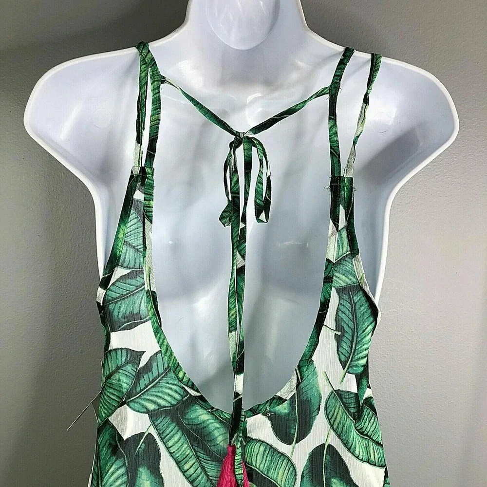 Miken Leaf Print Ruffle Hem‎ Swimsuit Cover-up Dress Women's Size Small NEW
